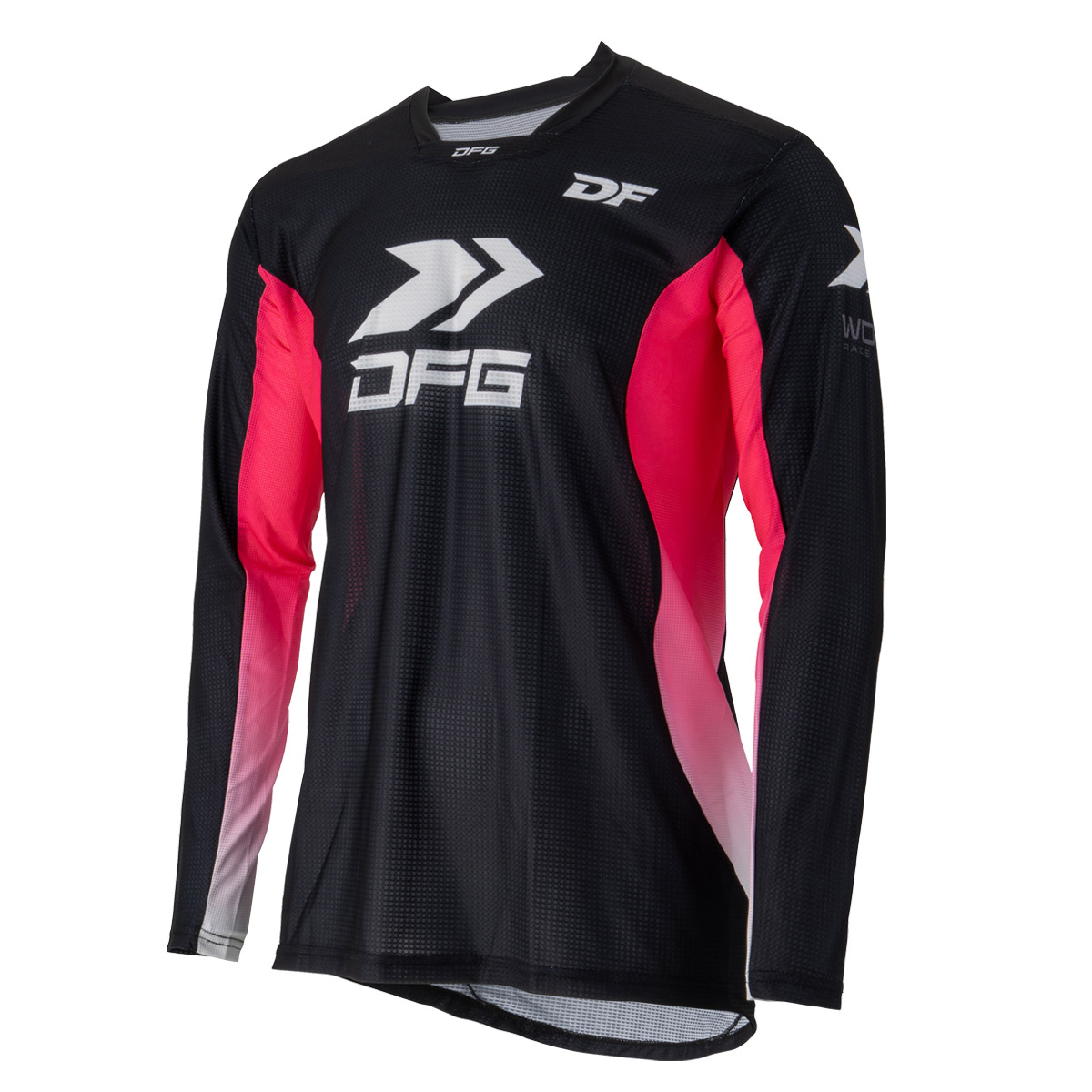 【楽天市場】DFG ワークスジャージ チャンプ Mサイズ ブラック/ピンク MXレース EDレース アタックポジション 4WAYストレッチ生地 ...