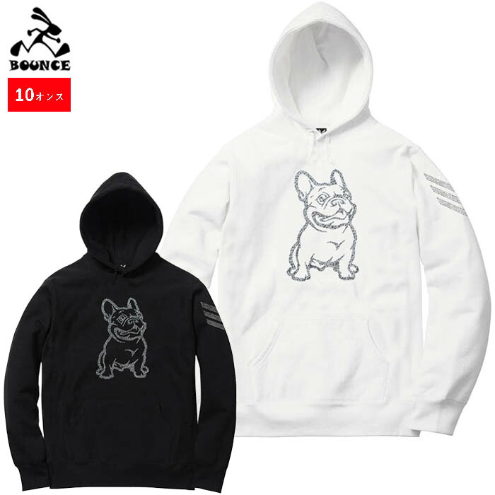 BOUNCE バウンス Bulldog ブルドック 犬 ラインストーンロゴ 黒いこと 白いこと ボンネットパーカー 綿100% スウェットメンズ トップス かっこいい 今めかしい 一般受け ブランド名  表どおり系 ITALY