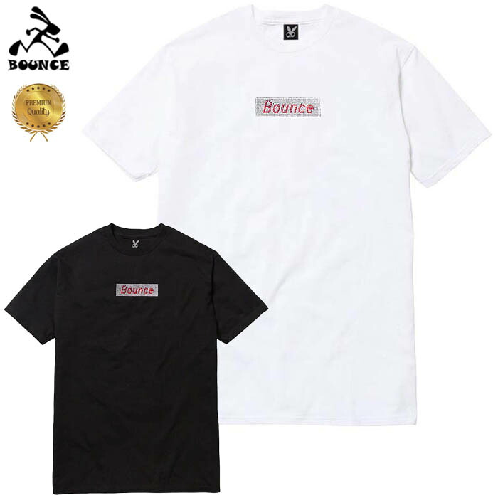 BOUNCE バウンス しかくロゴ ラインストーンロゴ PREMIUM 半袖 綿100% メンズＴシャツ トップス かっこいい おしゃれ 人気 ブランド 大きい ビッグサイズ ストリート系 ITALY