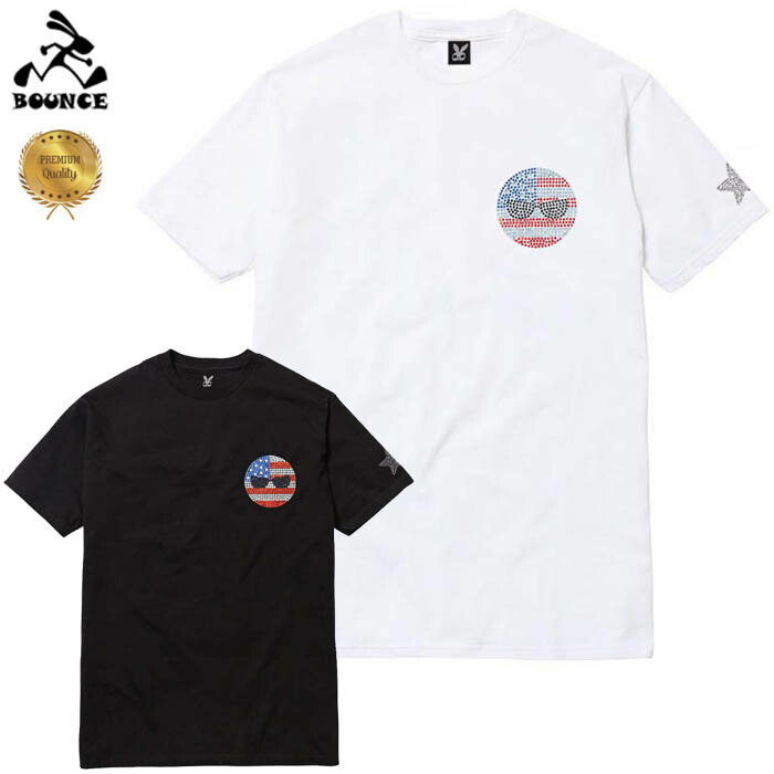 BOUNCE バウンス USA マルイ アメリカ ラインストーンロゴ PREMIUM 半袖 綿100% メンズTシャツ トップス かっこいい おしゃれ 人気 ブランド 大きい ビッグサイズ ストリート系 ITALY
