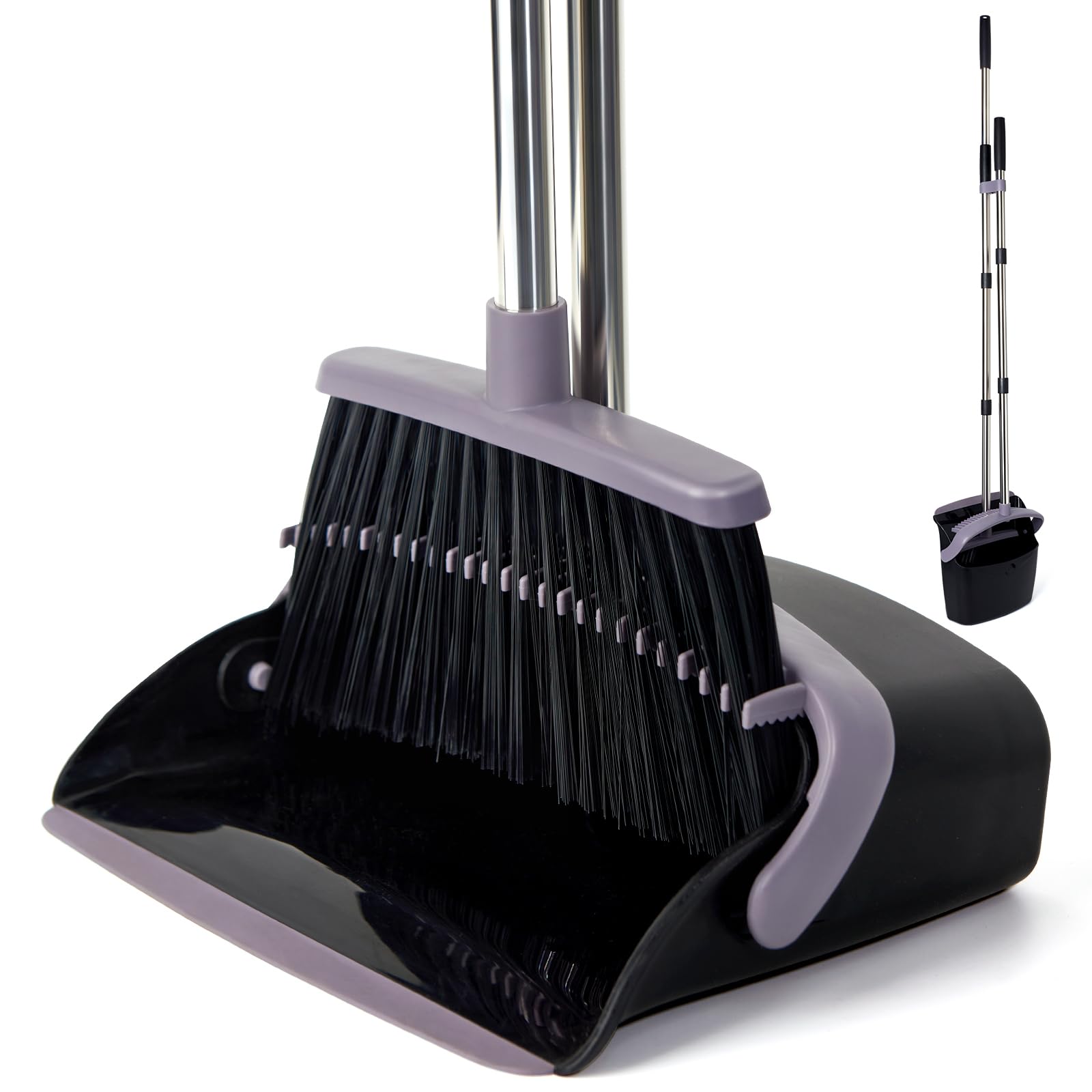 業務用アングルほうきとちりとりコンボ、長いハンドル付き、ロビー