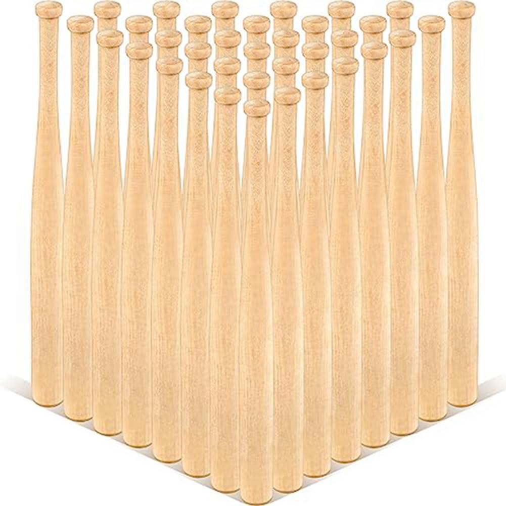 36 個のミニベイスボール野球バット 7 in未成し遂げるの小さな木製野球バット、ペンキ塗りキーホルダー用の未ペンキ塗り木製ベイスボール野球バット