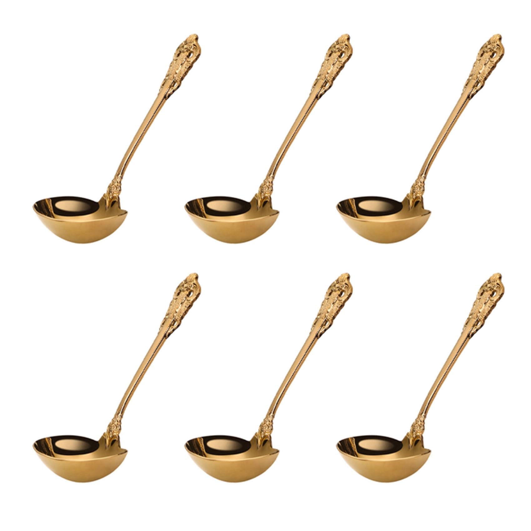 6 304ステンレス鋼スープ鍋調理器具キッチンアクセサリー 金スクープ食器金メッキスープサービングスプーン|Disport 店