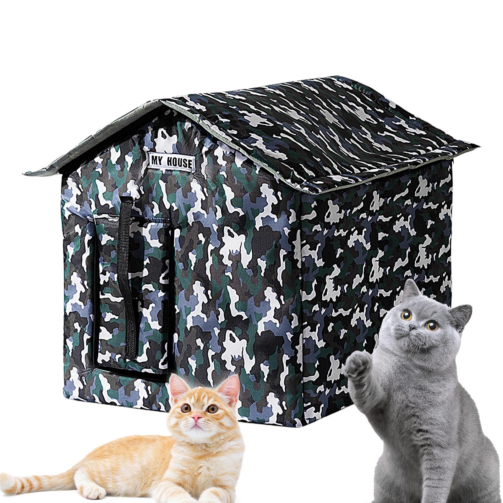 戸外猫棲み家、耐候性猫臥榻 | 密閉型図案化のキャットハウス,屋内戸外用の日焼押しとどめる猫保護施設猫座布団臥榻 その他-日用品雑貨・文房具・手芸