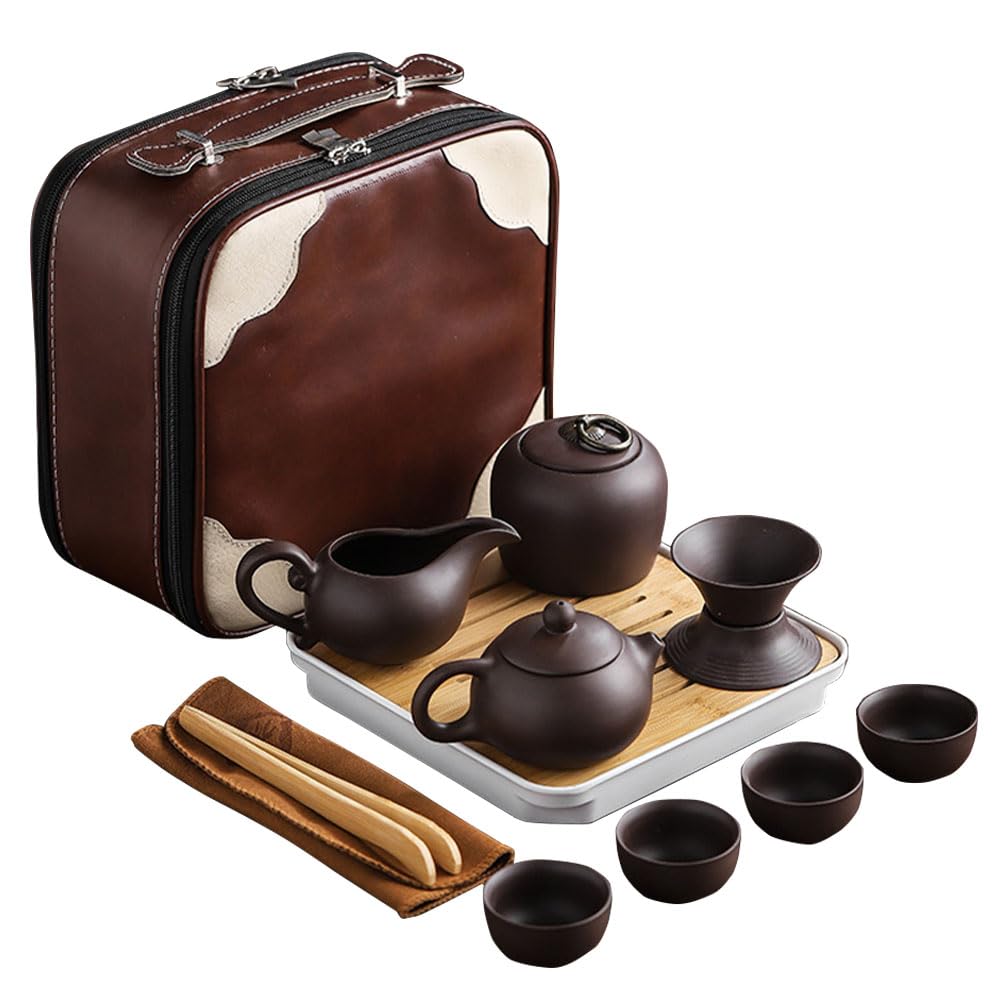 茶器仕掛ける 旅する用 ティーセット 急須 湯呑み 茶缶 茶托付き添い人 茶道具 納める御徒面子 瀬戸もの 持ちはこぶ 出で立つ 持ちはこぶ式 ティーポット 茶器揃 今めかしい 和風 セピア色 茶こし 差し上げ物