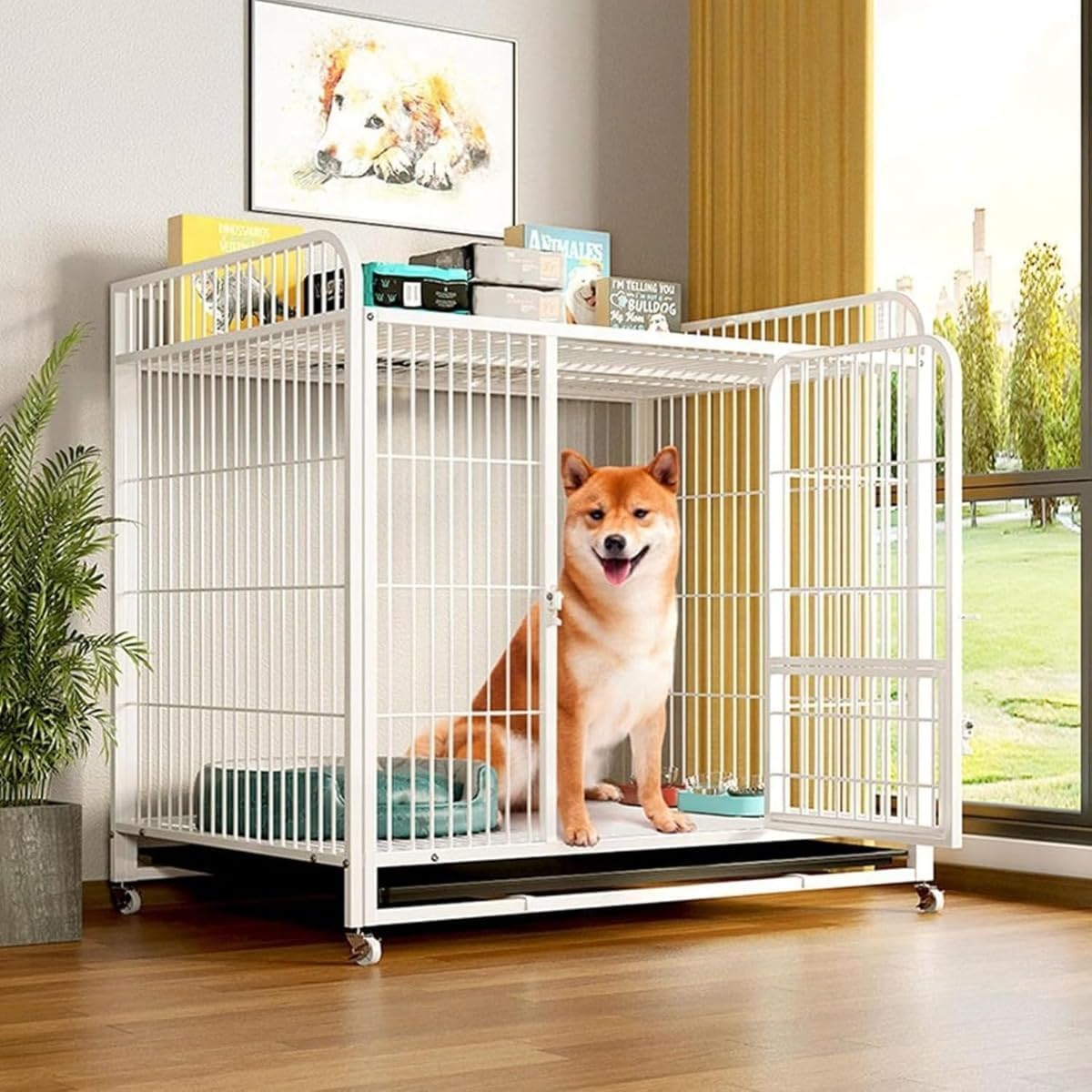 犬 伏せ籠 大型犬 中型犬 愛玩動物伏せ籠 室内 大屋根付き添い人 110×72×101糎 倶楽部 手ごわい スチール写真製 愛玩動物ゲージ キャスター付き添い人 掃き出すし分かりやすい 抽き出し御盆付 扉付き添い人 小窓付き添い人 ドッグケージ 室内飼い 老犬 介護 精神的な統合飾り気の無い