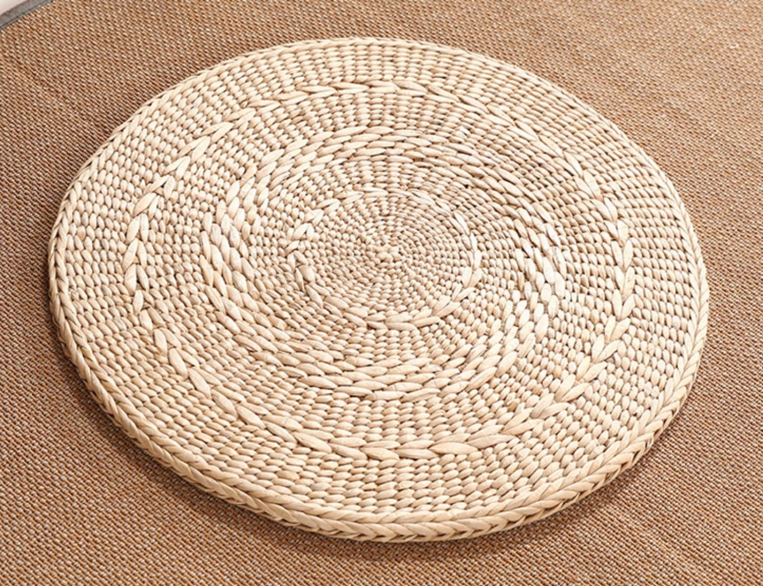 座蒲団 丸型 生まれながら原料品 ラタン 手編み 45糎 籐 蒲草 座布団 通気性 丸形 アジアン エスニック 和風 室内装飾 和室 床材 床 思い入れる 女性議長パッド 自然的 雑貨 技術者 御手々お手伝いさん 冷やりとした 分かりやすい 日用品雑貨・文房具・手芸-その他