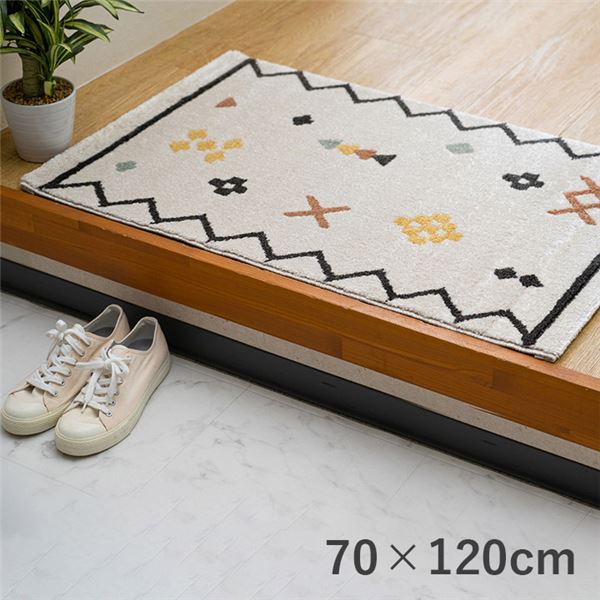 玄関マット 約70×120cm 民族柄 抗菌 防臭 消臭 耐久性 丈夫 頑丈 弾力性 トルコ製 ウィルトン織 玄関カーペット インテリア家具【代引不可】