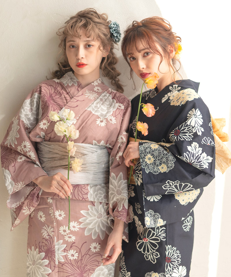 浴衣・帯セット（ネイビー、ピンク) n3-brand1003ok_a.jpg
