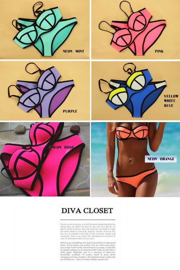 楽天市場 プッシュアップブラ パイピング ネオンカラー ビキニ 大人可愛い春 夏 セレクトショップ Diva Closet