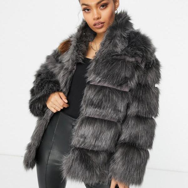日本未発売 コート ジャケット レディース アウター Missguidedプチスタンドカラーフェイクファーコートグレー Missguided ミスガイデッド 女性 小さいサイズから大きいサイズまで インポートブランド Www E4ministry Org