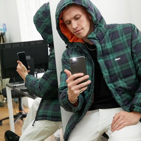 メーカー直売 コート ジャケット 小さいサイズから大きいサイズまで インポートブランド 男性 メンズ アウター ジャケット パフ フェローシップ ネイビーチェック オベイ Www Mekatronik Org Tr