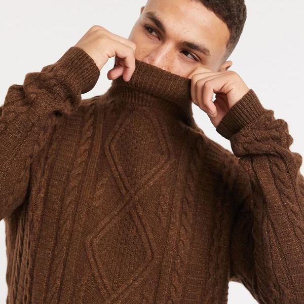 注目の 楽天市場 Asos Designラムウールケーブルニットロールネックジャンパー チョコレートブラウン トップス メンズ 男性 インポート ブランド 小さいサイズから大きいサイズまで セレクトショップ Diva Closet 最終値下げ Prcs Org Pk