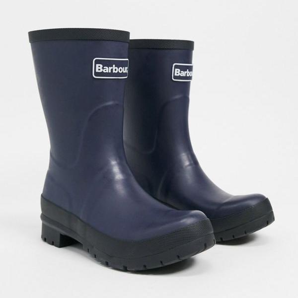 靴 レディース靴 バブアー バブアーインターナショナル ネイビーのロゴディテールが施されたバーバーバンベリーミッドカットウェリントンブーツ 靴 インポートブランド 小さいサイズから大きいサイズまで セレクトショップ レディース Closet Barbour ブーツ 長靴 京都の
