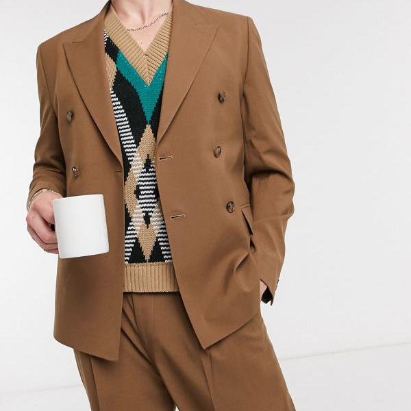 配送員設置 コート ジャケット エイソス Asos 小さいサイズから大きいサイズまで インポートブランド 男性 メンズ アウター Asosdesignボクシースーツジャケット ブラウン Asos Www Alidineinn Com Au