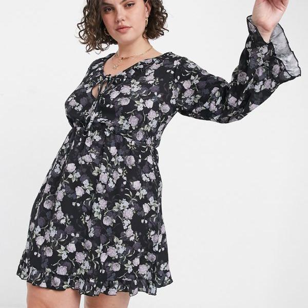 最大10 Offクーポン ネイビーのフレアスリーブフローラルミニドレス Yours ユアーズ ワンピース 小さいサイズから大きいサイズまで インポートブランド 女性 レディース As 145 Dicovent Com Mx