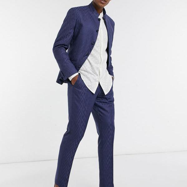 海外最新 エイソス Asos Asos Asosdesignのネイビーのスリムスーツパンツ パンツ ボトム メンズ 男性 インポートブランド 小さいサイズから大きいサイズまで 公式店舗 Josenopolis Mg Gov Br