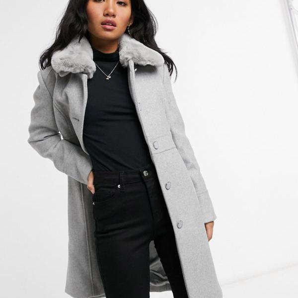 玄関先迄納品 コート ジャケット 小さいサイズから大きいサイズまで インポートブランド 女性 レディース アウター グレーのフェイクファーカラーのforevernewpetiteロングコート Cibaut Com Ar