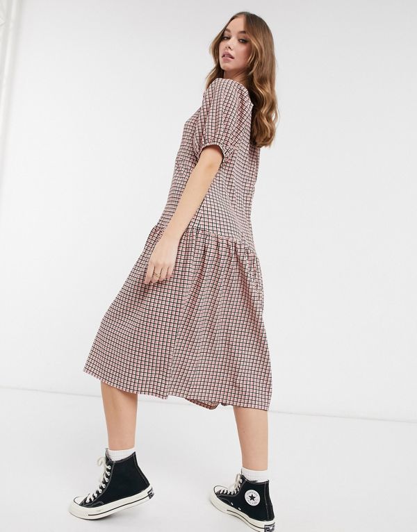京都のセレクトショップdivacloset エイソス Asos Asos Asosdesignミディスモックドレスペップヘムレッドチェックプリント ワンピース レディース ワンピース エイソス 女性 Asos インポートブランド 小さいサイズから大きいサイズまで セレクトショップ Diva Closet