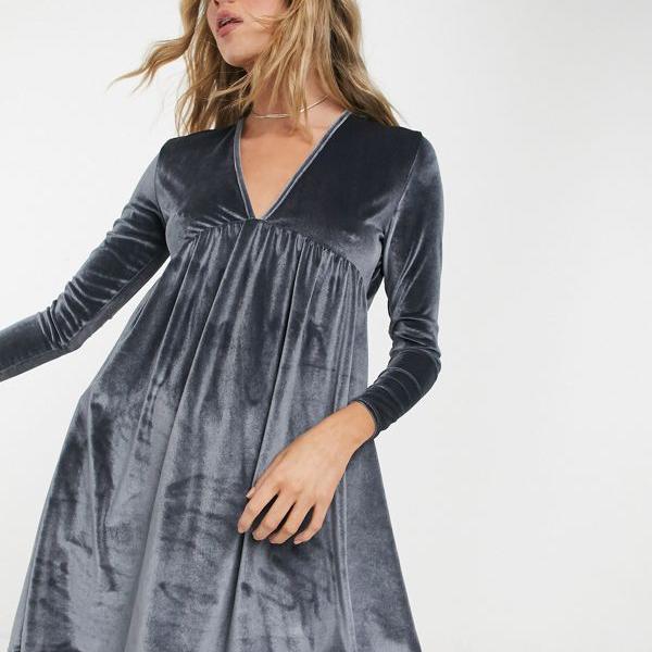 京都のセレクトショップdivacloset ロココ Rokoko スレートグレーのベルベットのロココリラックススモックドレス ワンピース ロココ Rokoko レディース レディース 女性 インポートブランド 小さいサイズから大きいサイズまで セレクトショップ Diva Closet