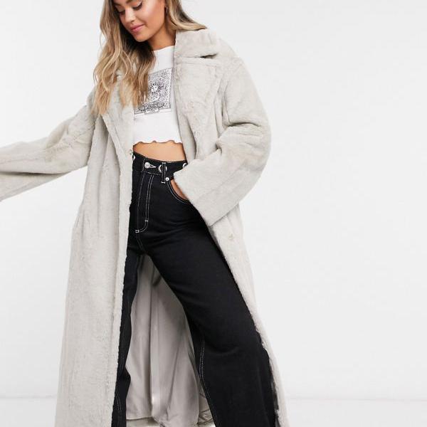 大人の上質 ベルト Asosdesign高級ベルト付きフェイクファーマキシコートクリーム Asos Asos エイソス レディース 50代 40代 30代 代 インポートブランド 女性 コート ジャケット Williamsav Com