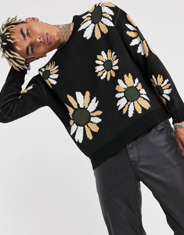 楽天市場 エイソス Asos Asos Asos Designは 黒の花柄の特大ジャンパーをニットしました トップス メンズ 男性 インポートブランド 小さいサイズから大きいサイズまで 代 30代 40代 50代 カジュアル セレクトショップ Diva Closet