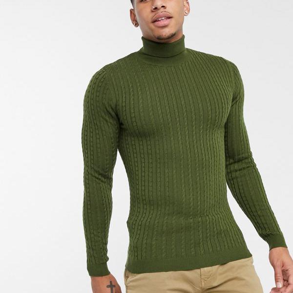 楽天市場 エイソス Asos Asos Asosdesignマッスルフィットメリノウールケーブルニットロールネックジャンパーオリーブ トップス メンズ 男性 インポートブランド 小さいサイズから大きいサイズまで セレクトショップ Diva Closet