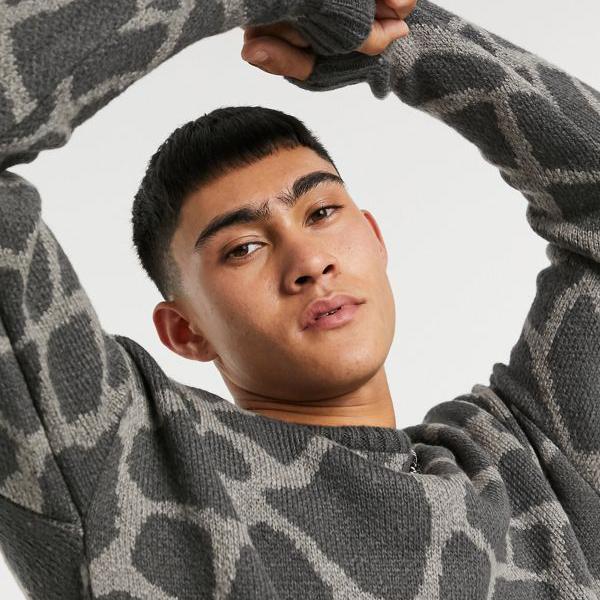 最適な材料 エイソス Asos Asos Asosdesignアニマルデザインの特大テクスチャードニットジャンパー トップス メンズ 男性 インポート ブランド 小さいサイズから大きいサイズまで 代 30代 40代 50代 カジュアル 無料長期保証 Pammos Com