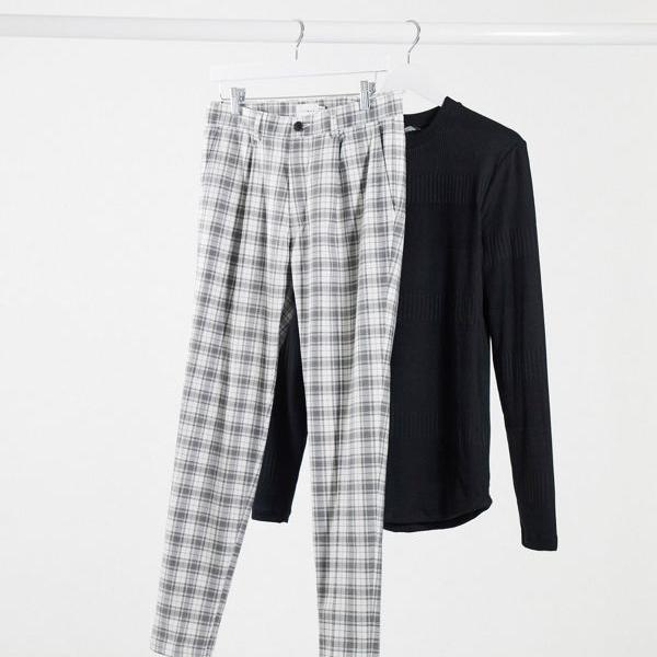 現金特価 トップマン Topman Topman 白黒チェックのトップマンテーパードパンツ パンツ ボトム メンズ 男性 インポートブランド 小さいサイズから大きいサイズまで 送料無料 Hillcrestcare Org