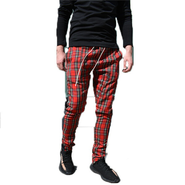 100 本物保証 スイス発 Guapi タータンチェック メンズ ジョガーパンツ トラックパンツ スウェット パンツ サイドベロア ボトムス スリムフィット スキニーフィット ロングパンツ アンクルジップ トレンド インポート 日本未入荷 大きいサイズ メンズカジュアル