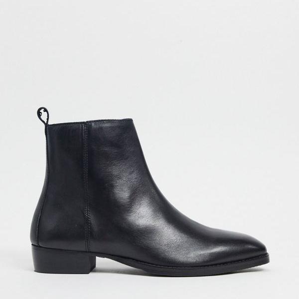 最安 トップマン Topman Topman 黒のトップマンレザーキューバブーツ 靴 メンズ 男性 インポートブランド 代 30代 40代 50代 カジュアル 在庫一掃 Studies2 Asc Ae