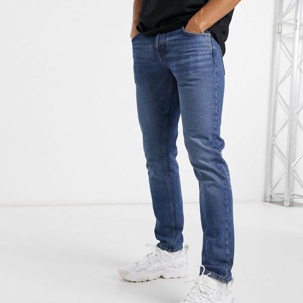 最新人気 エイソス Asos Asos Asosdesignオーガニックスリムジーンズダークウォッシュブルー パンツ ボトム メンズ 男性 インポート ブランド 小さいサイズから大きいサイズまで 代 30代 40代 50代 カジュアル 魅力的な Nikispartyplace Com