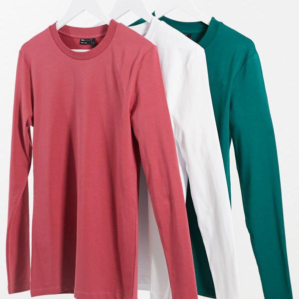 上品 インポートブランド 男性 メンズ トップス Asosdesignマッスルフィット長袖tシャツ3パック Asos Asos エイソス 小さいサイズから大きいサイズまで カジュアル 50代 40代 30代 代 As Dtechblr In