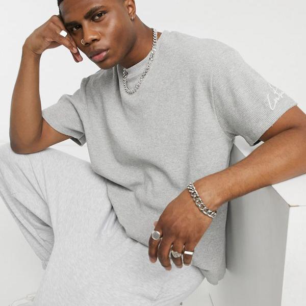 50 Off 楽天市場 ザクチュールクラブ The Couture Club クチュールクラブワッフルニットtシャツ グレーの袖ロゴ付き トップス メンズ 男性 インポートブランド 小さいサイズから大きいサイズまで 代 30代 40代 50代 カジュアル セレクトショップ Diva Closet