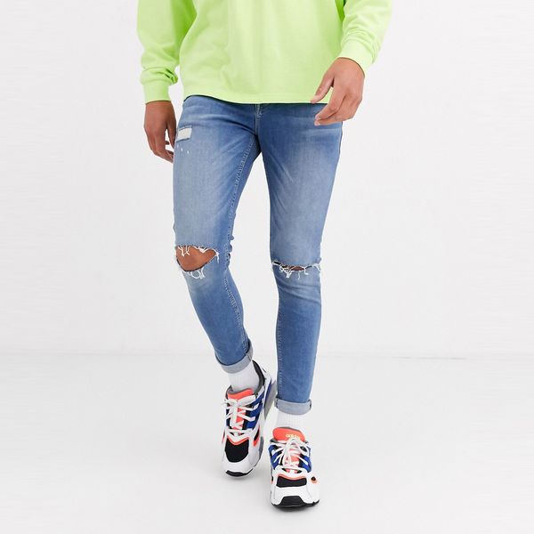 ランキング第1位 Asos Asos コーディネート ファッション 40代 30代 代 ジーパン ジーンズ スウェットパンツ エクストリームスーパースキニーフィット インポート 大きいサイズ リッピング ライトウォッシュブルー スプレー 上 パワーストレッチジーンズ Design Asos