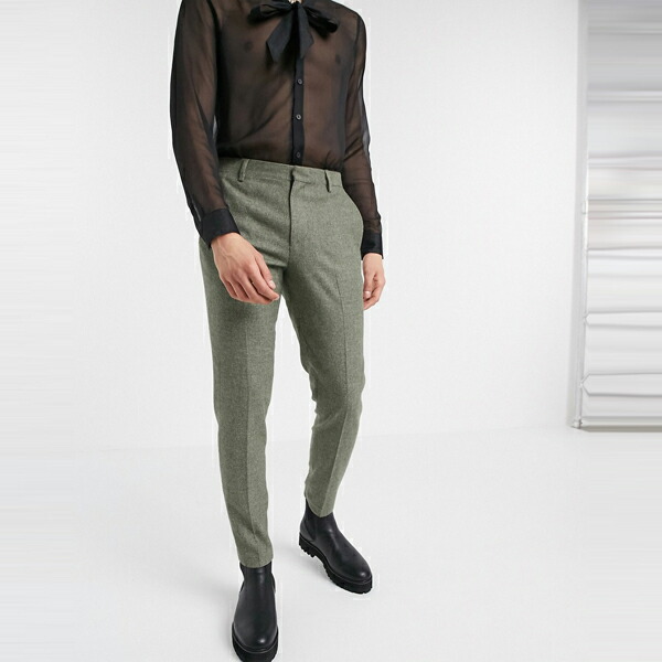 好評 Asos Asos エイソス メンズ Asos Design ミッドグリーン 犬 歯 スーパースキニー スマート パンツ 大きいサイズ インポート エクストリームスーパースキニーフィット スウェットパンツ ジーンズ ジーパン 代 30代 40代 ファッション コーディネート 全商品