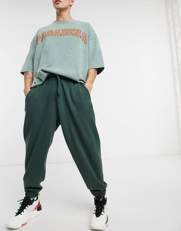 おすすめネット ズボン パンツ エイソス Asos 小さいサイズから大きいサイズまで インポートブランド 男性 メンズ ボトム パンツ Designは ウォッシュドダークグリーンの特大ジョガーをコーディネート Asos Asos 最終値下げ Applefaces Co