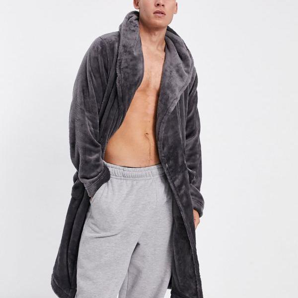 メンズ 男性 インポートブランド 部屋着 部屋着 インポートブランド Asosdesignラウンジドレッシングガウンチャコールフリース Closet京都のセレクトショップdivacloset Diva 男性 小さいサイズから大きいサイズまで セレクトショップ 代引可 ナイト ガウン