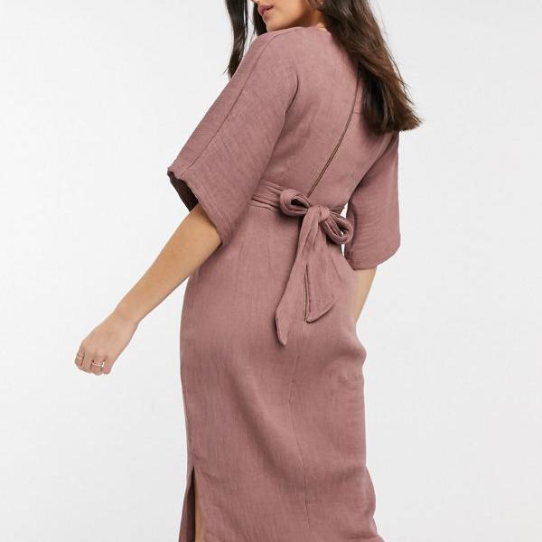 人気top ワンピース クローゼットロンドンリブネクタイ着物スリーブミディドレス冬のバラ クローゼット レディース 女性 Closet インポート ブランド 小さいサイズから大きいサイズまで ワンピース クローゼットロンドンリブネクタイ着物スリーブミディドレス冬のバラ