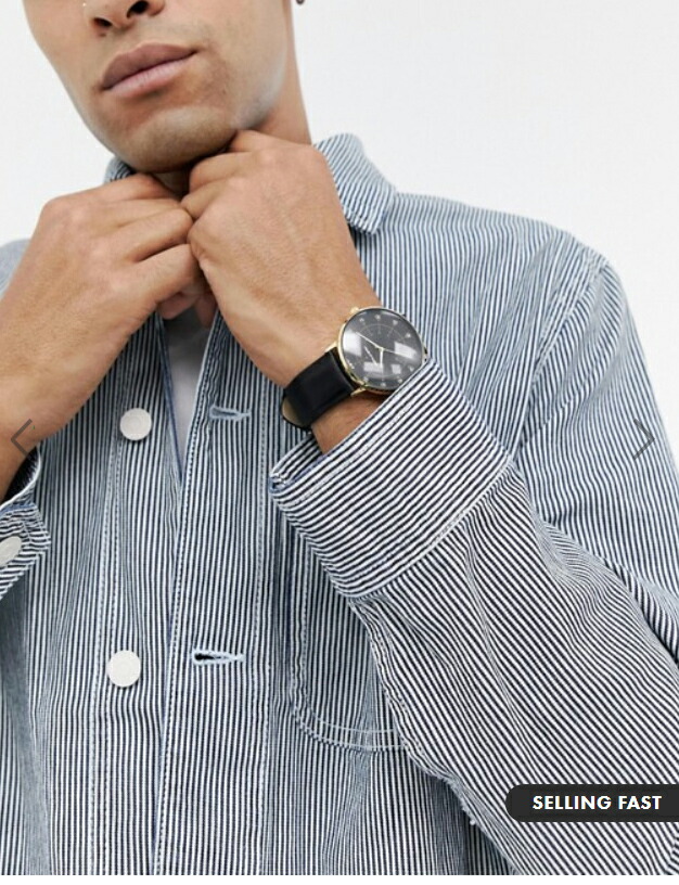 ゴールド ハイライト 黒 フェイクレザー Asos Design ウォッチ 時計 大人カジュアル 30代 40代 代 インポートブランド メンズ Crunchusers Com