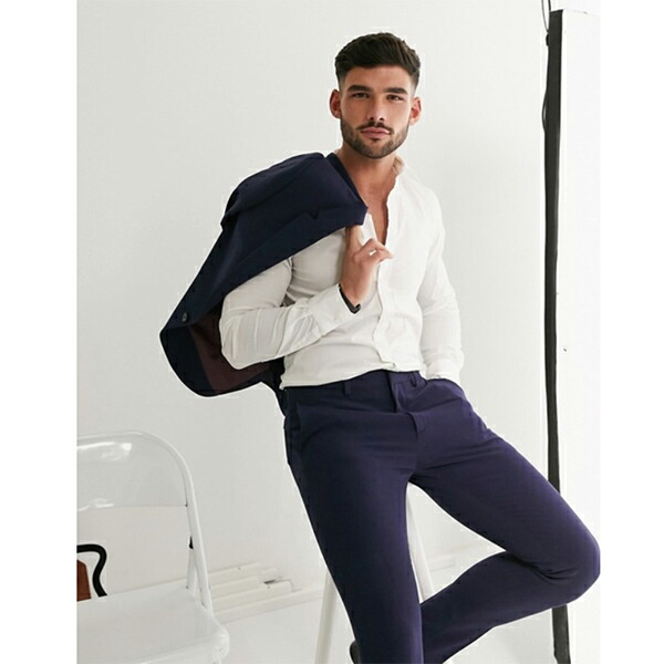 決算特価商品 Design Asos ネイビー トレンド インポート トレンド オシャレ コーディネート小さいサイズから大きいサイズまで ファッション 40代 30代 代 パンツ スーツ スキニー スーパー ストレッチ As Elliotpadfield Com