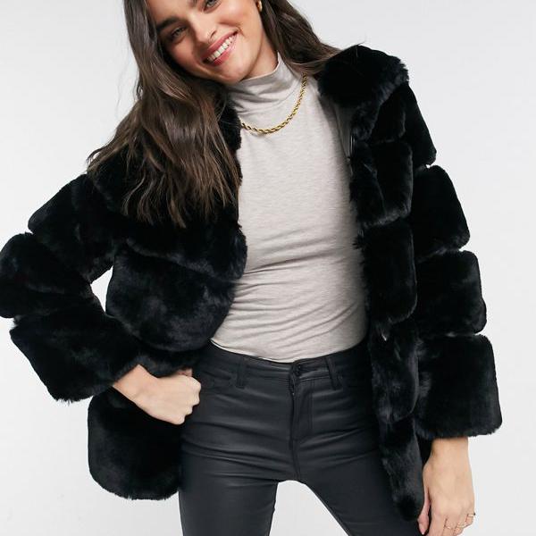 素敵な コート ジャケット River Island River リバーアイランド Island 小さいサイズから大きいサイズまで インポートブランド 女性 レディース アウター ブラックのリバーアイランドフード付きフェイクファーコート Cibaut Com Ar