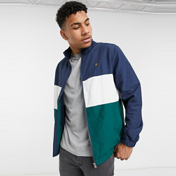 最終値下げ Farah Asosセレクト Asos コーディネート ファッション 40代 30代 代 ジーパン ジーンズ スウェットパンツ エクストリームスーパースキニーフィット インポート 大きいサイズ ジャケット パネル ブロック グリーン ネイビー Amir Farah メンズ エイソス Asos