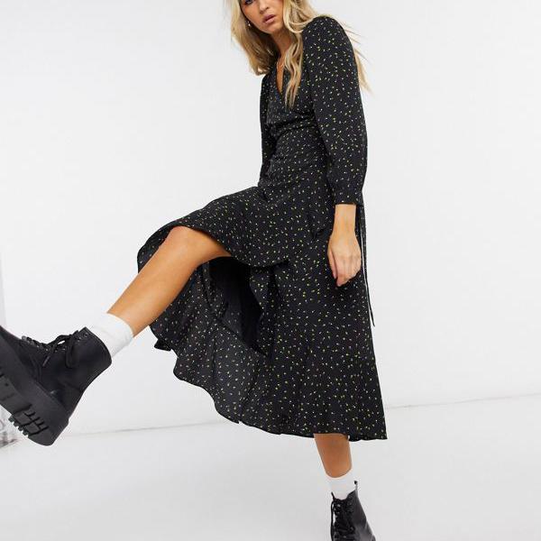 ドレス 定番 ワンピース ホイッスルバッドプリントラップドレス ブラック Whistles ホイッスルズ レディース 小さいサイズから大きいサイズまで インポートブランド 女性 Www oil Com