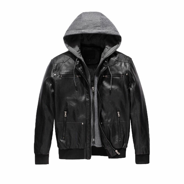 楽天市場】パーカー メンズ レザー パーカー 重ね着風 バイカラー