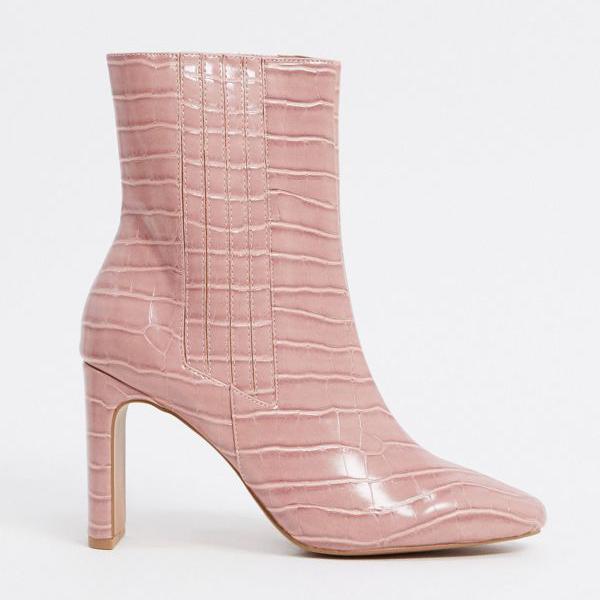 超大特価 エイソス Asos Asos Asosdesignピンクのワニでハイアンクルブーツを履きましょう 靴 レディース 女性 インポートブランド 小さいサイズから大きいサイズまで 人気ショップが最安値挑戦 Timesofbahrain Com