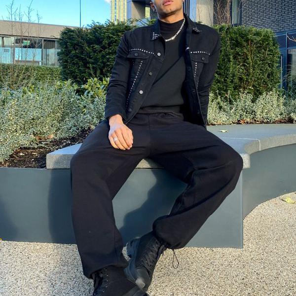 売れ筋 楽天市場 エイソス Asos Asos Asos Designレギュラーデニムジャケット スタッズブラック アウター メンズ 男性 インポートブランド 小さいサイズから大きいサイズまで セレクトショップ Diva Closet 訳ありセール格安 Sda Org Sg