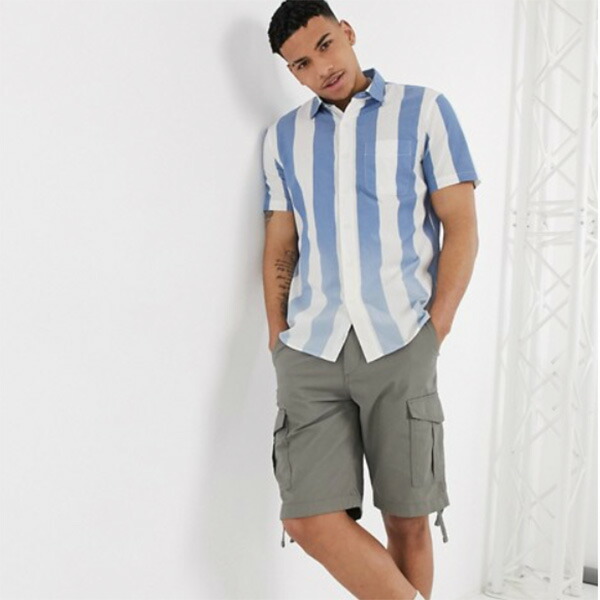 21年激安 アメリカンイーグル 半袖 コーディネート ファッション 40代 30代 代 シャツ ブルー コーディネート コーリーポプリン ハドソンストライプ As Bronze Qa