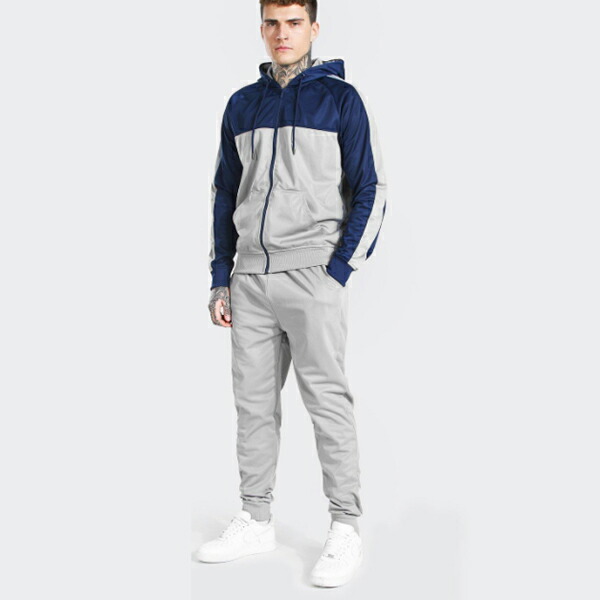 国内外の人気集結 セットアップ Boohoo ブーフー ポリカラー ブロック ジップフード付き トラックスーツ 上下 フィットネス ファッション メンズ 大きいサイズあり 小さいサイズ スポーツ ジム ランニング インポートブランド スウェット スポーツウェア アクセサリー