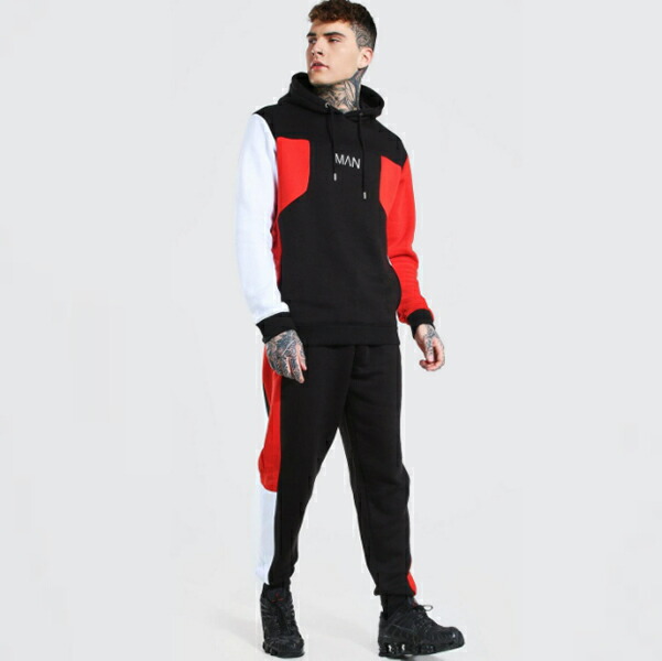 最高級 フード付き トラックスーツ カラーブロック オリジナルマン Boohoo ブーフー セットアップ フィットネス ファッション メンズ 大きいサイズあり 小さいサイズ スポーツ ジム ランニング インポートブランド スウェット 上下 Bh Mzz Www Optika Italy Com